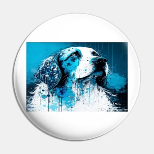 Abstract Splash Painting Of A Dog In Blue And White Colours Pin