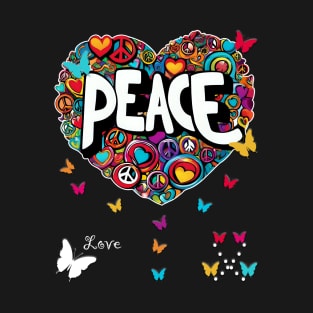 Colorful Butterfly Heart: Peaceful Harmony Graphic T-Shirt