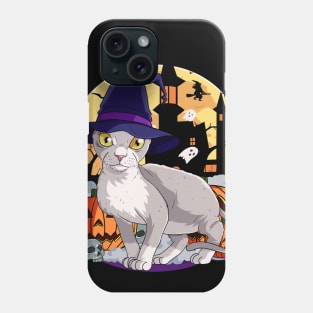 Devon Rex Cat Funny Halloween Witch Pumpkin Phone Case