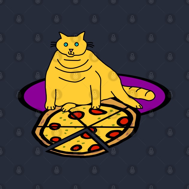 Cat with Pizza Food by ellenhenryart