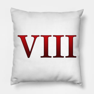 Red Roman Numeral 8 VIII Pillow