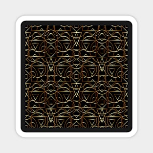 Golden geometric pattern on black background. Magnet