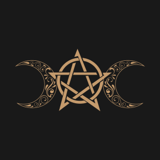 Pentacle and Moon in Tan T-Shirt