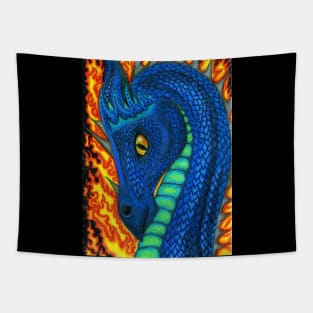 Blue Fire Dragon Tapestry