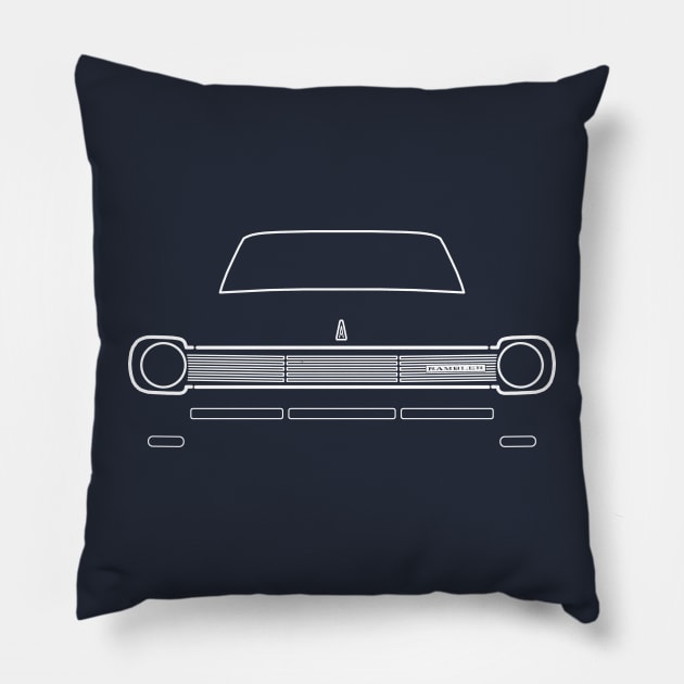 1966 AMC Rambler American classic car white outline Pillow by soitwouldseem