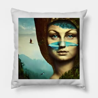 Woman with feather Pillow