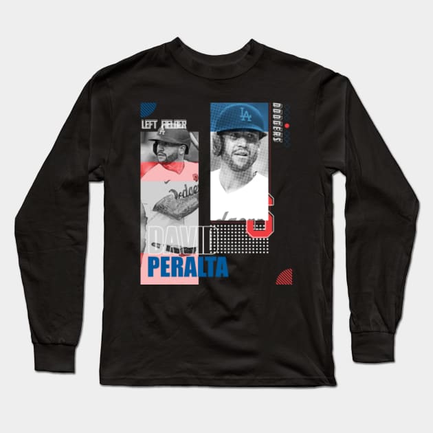 David Peralta baseball Paper Poster Dodgers 7 - David Peralta - Long Sleeve  T-Shirt