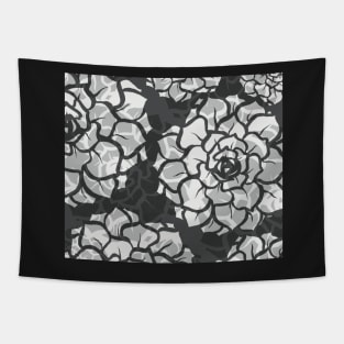 Black and White and Gray Translucent Succulents - Digitally Illustrated Flower Pattern for Home Decor, Clothing Fabric, Curtains, Bedding, Pillows, Upholstery, Phone Cases and Stationary Tapestry