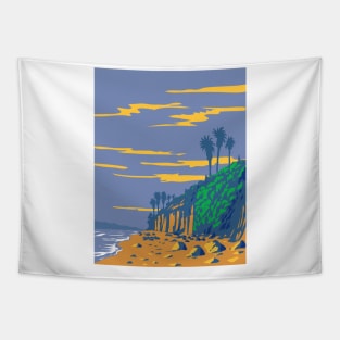 Beacon's Beach in Leucadia State Beach in Encinitas California WPA Poster Art Tapestry