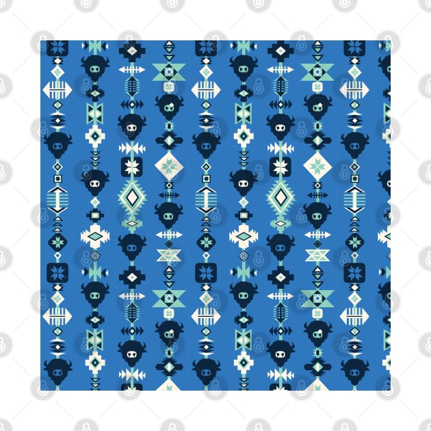 Aztec Boho Tribal Blue by Sandra Hutter Designs