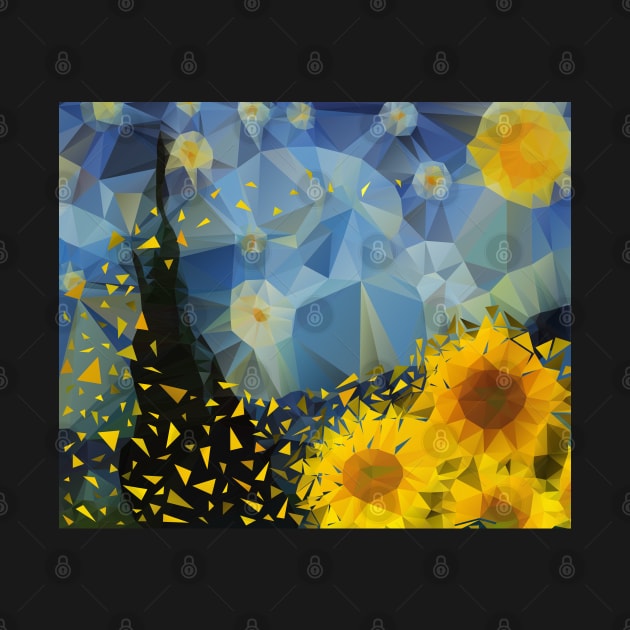 Starry Night Sunflower Geometric Art / Van Gogh by BluKat