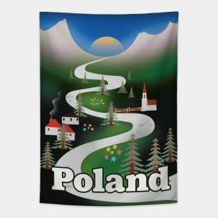 Poland vintage style travel print Tapestry