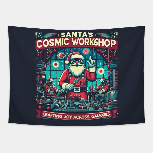 Santa's Cosmic Workshop, Crafting joy across galaxies Tapestry by Lima's