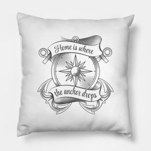 Compass with Anchors Tattoo Pillow