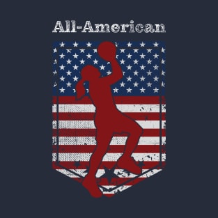 Patriotic All-American Basketball Vintage Distressed T-Shirt