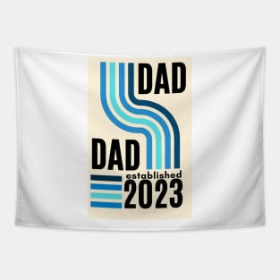 dad establised 2023 new dad, dad to be  gender reveal baby shower boy blue Tapestry