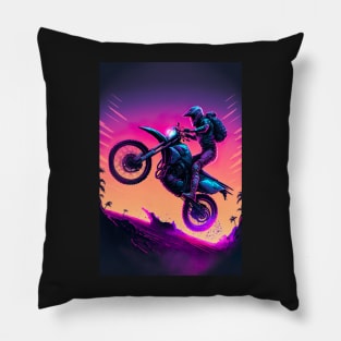 Cyber Future Dirt Bike With Neon Colors Pillow