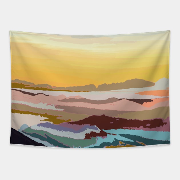 Over the Mountains Tapestry by NJORDUR