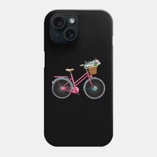 Beautiful woman bicycle with flowers Phone Case