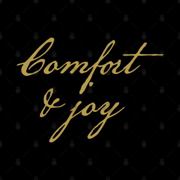 Gold Christmas Comfort and Joy Typography by ellenhenryart