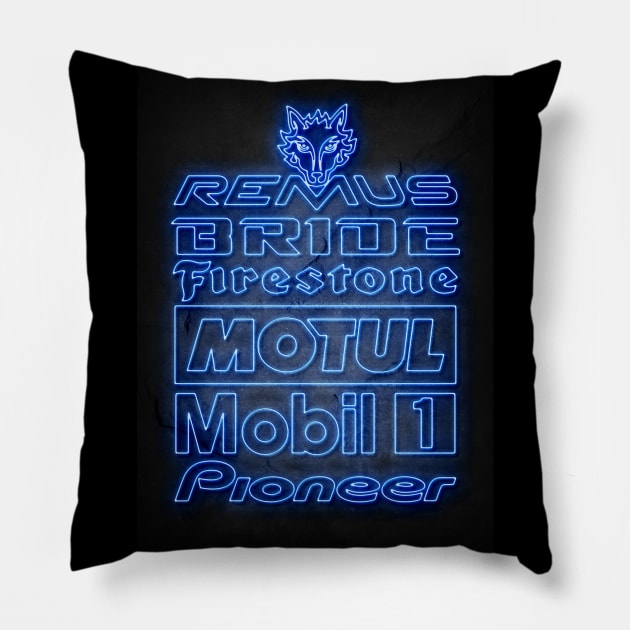 Neon Car Sponsors Pillow by Durro