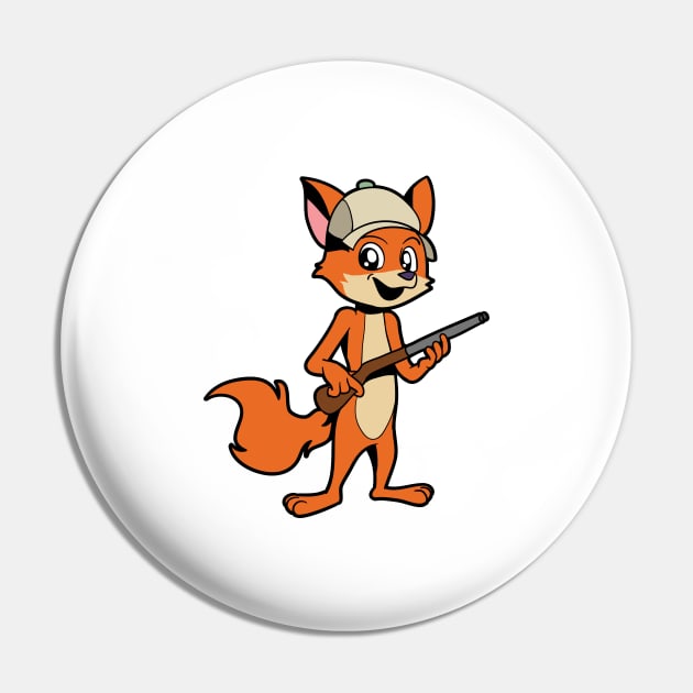 Fox with rifle - hunter Pin by Modern Medieval Design