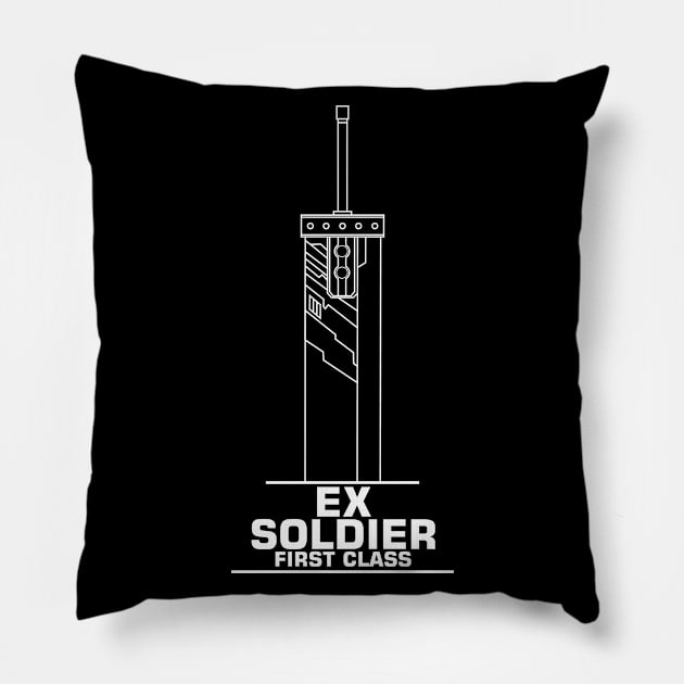 The ex-soldier sword (white) Pillow by Leonard