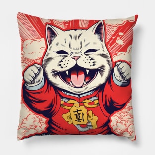 Japanese style kung fu cat Pillow