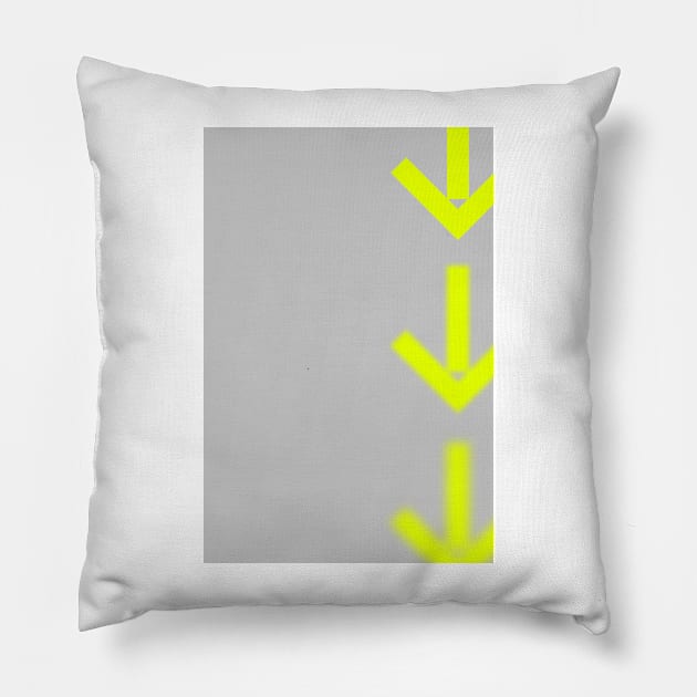 Neon yellow arrows down Pillow by WhalesWay