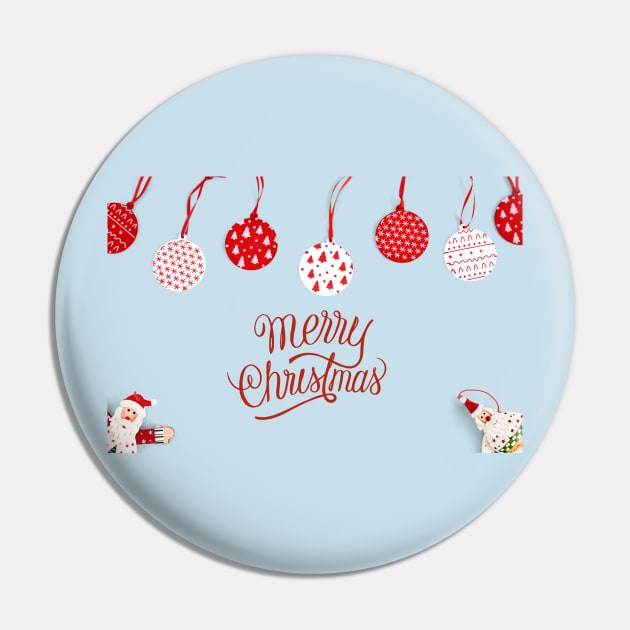 Merry Christmas Greeting Pin by Mako Design 