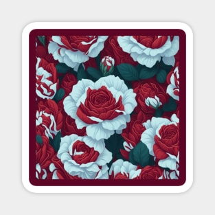 RED AND WHITE ROSES PATTERN Magnet