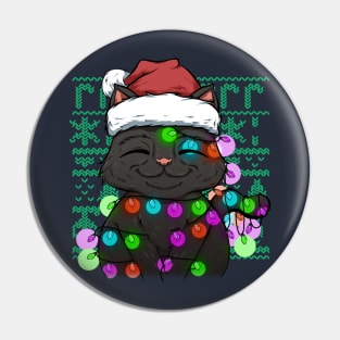 black cat at christmas Pin