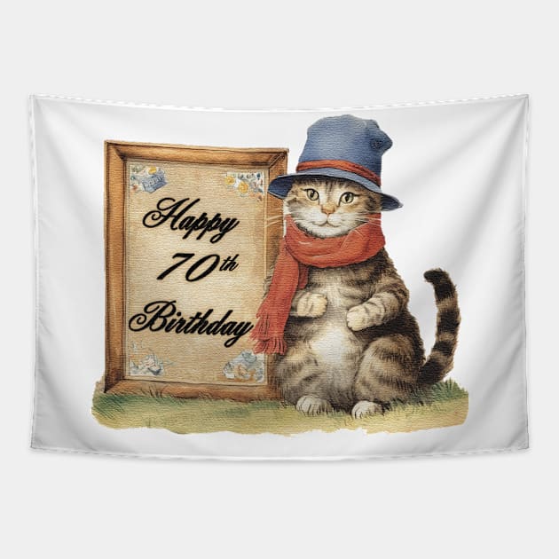 Happy 70th Birthday Tapestry by JnS Merch Store