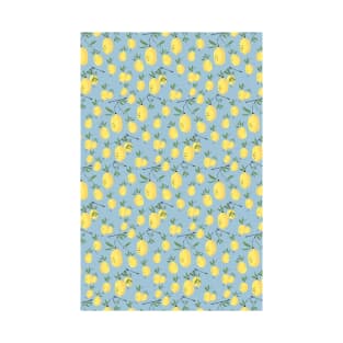 Lemon Pattern on Blue T-Shirt