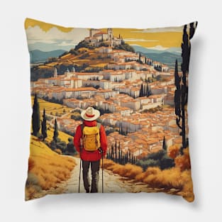 Camino de Santiago Spain Travel Tourism Retro Vintage Pillow