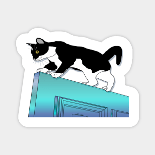 CUTE Tuxedo Cat The door walker  Copyright TeAnne Magnet