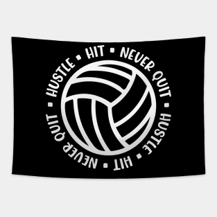 Hustle Hit Never Quit Volleyball Girls Boys Cute Funny Tapestry