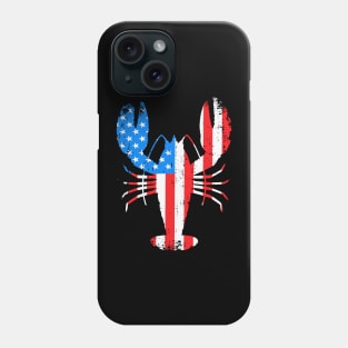 Mardi Gras Crawfish with US American Stars and stripes flag Phone Case