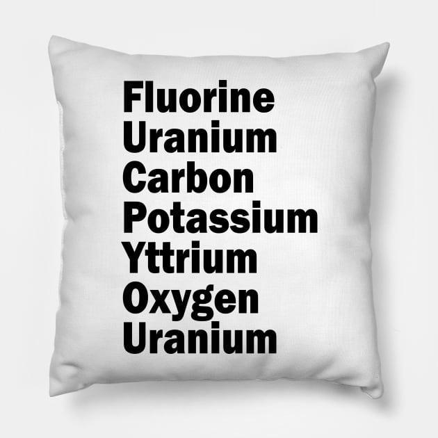 fluorine uranium carbon potassium yttrium oxygen uranium Pillow by mdr design