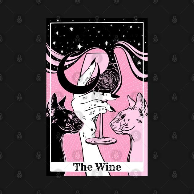 Pink Tarot card The Wine by OccultOmaStore