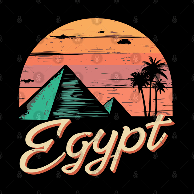 Retro sunset Egypt Pyramids - Vintage Travel Souvenir by PrintSoulDesigns