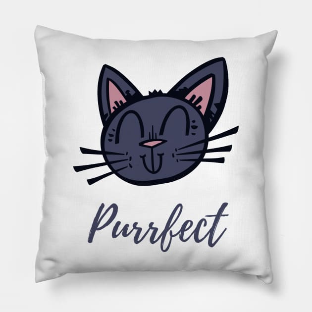 Purrfect happy and cute cat Pillow by Purrfect Shop