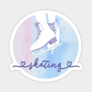 I Love Skating Pastel Pink and Purple Watercolor Aesthetic Magnet