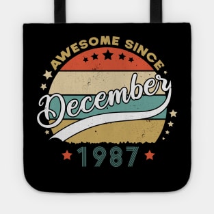 Awesome Since December 1987 Birthday Retro Sunset Vintage Tote