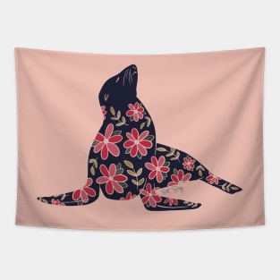 Floral Seal - Muted Earth Colors Tapestry