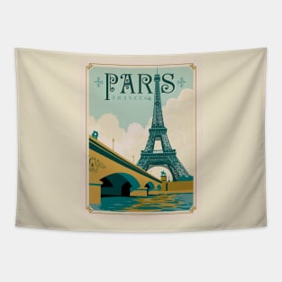 Paris France Eiffel Tower on Seine River Art Print Tapestry