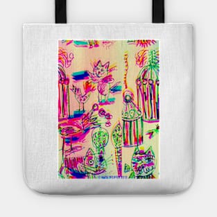 Pop Art Birds Cats Tote