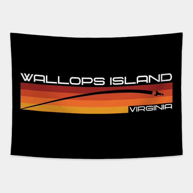 Wallops Island Virginia Retro Rocket Tapestry by Huhnerdieb Apparel