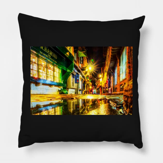 York City Shambles At Night Pillow by tommysphotos