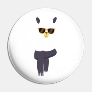 Cute Llama With Glasses - Funny Llama Art In Retro Style Pin